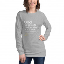 God helps me to declare what is possible not any limitations - deydreaming mindful outerwear - long sleeve gray t-shirt