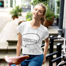 t-shirt — The smallest dog barks the loudest — deydreaming Crop Tee